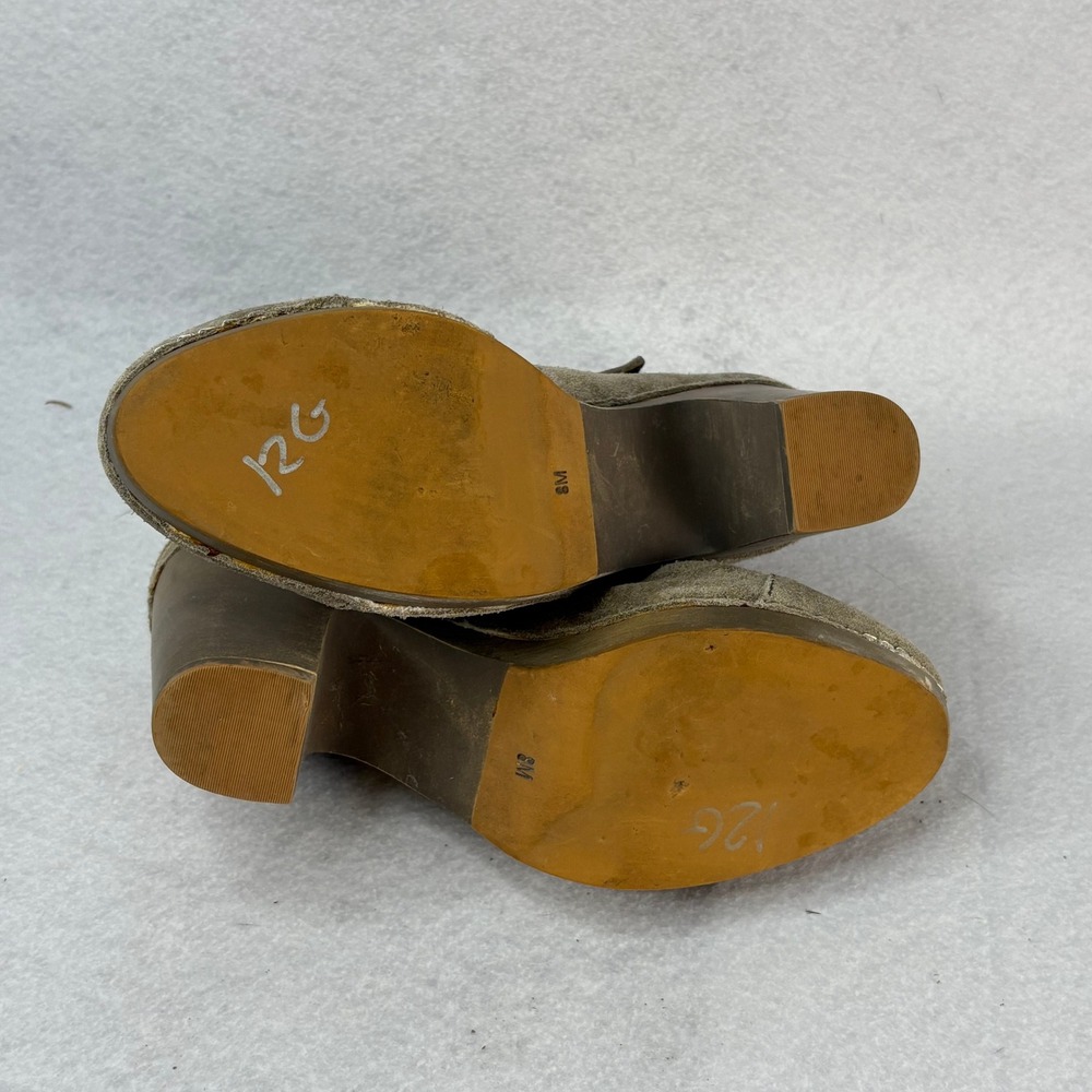 Jeffrey Campbell Womens Sz 8 Taupe Suede Clog Buckle Accent Heeled Mules Shoes - Picture 8 of 8